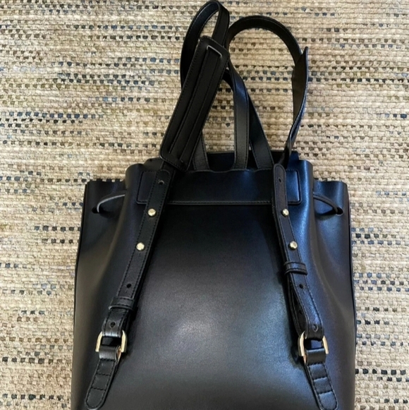 MANSUR GAVRIEL Authentic Large Black Leather Drawstring Backpack Red Interior main image 5